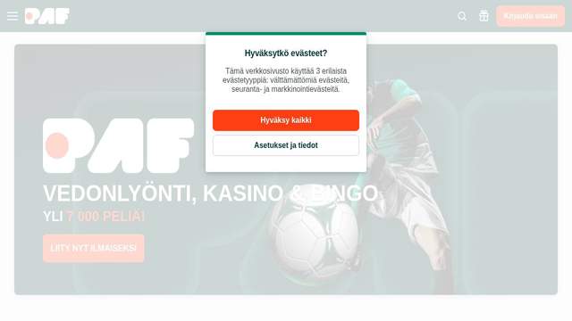 Paf casino screenshot