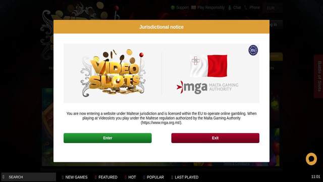 Videoslots casino screenshot
